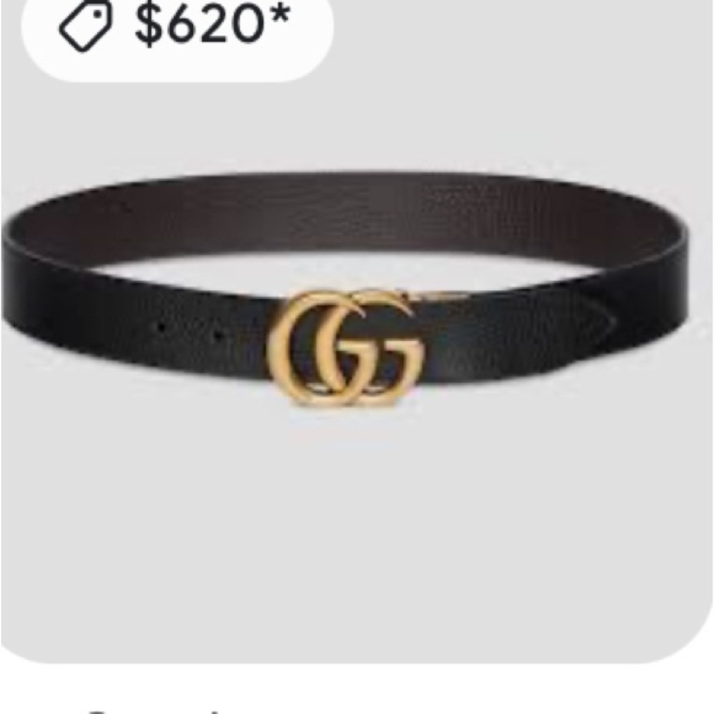 Gucci Black leather Belt with Gold GG Buckle